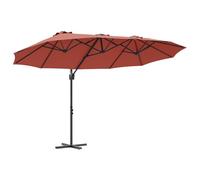 vidaXL Grand Parasol Terracotta de avec Cadre en Acier Peint, Tissu en Polyester résistant aux UV et à l'eau, Inclinaison réglable et manivelle. Dimensions: 372 x 198 x 253 cm. Une Solution Moderne p