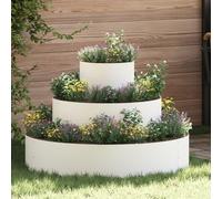 vidaXL Cache-Pot de Jardin Blanc 90 x 90 x 20 cm Acier laminé à Froid, Jardins et terrasses, Pot Moderne Rond, Acier pour l'extérieur, Pots en métal Robustes pour la déco