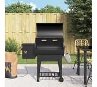 vidaXL Gril à granulés avec étagère inférieure noir 94 cm fer