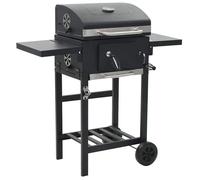 vidaXL Gril de barbecue au charbon de bois avec étagère inférieure Noir