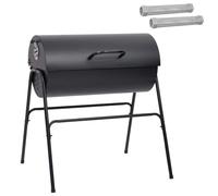 vidaXL Gril en baril avec 2 grilles de cuisson 3 pcs 80 x 73 x 90 cm, Gril d'extérieur moderne, barbecue portable en acier inoxydable, grille pratique pour le camping