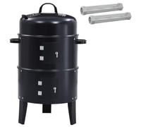 vidaXL Grill extérieur Ø 40 x 80 cm Acier Noir, Gril portable moderne, barbecue compact pour cuisiner en plein air, jardin, voyage, terrasse polyvalente