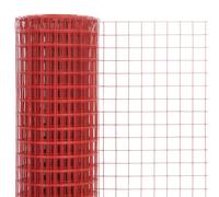 vidaXL Grillage Acier avec revêtement en PVC 10x1 m Rouge