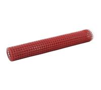 vidaXL Grillage à poules 25 x 1 m acier revêtu de PVC rouge 143666 G