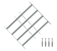 vidaXL Barrière de sécurité pour fenêtre avec 4 traverses, 3 pièces 430-740 mm, grille de sécurité industrielle extérieure, fenêtre en acier galvanisé réglable, barrière de sécurité extensible