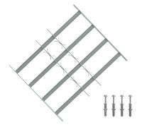 vidaXL Barrière de sécurité pour fenêtre avec 4 traverses, 3 pièces 430-740 mm, grille de sécurité industrielle extérieure, fenêtre en acier galvanisé réglable, barrière de sécurité extensible
