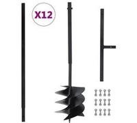 vidaXL Grondboor met handvat 250 mm met verlengbuis 12 m staal3059408 Noir G