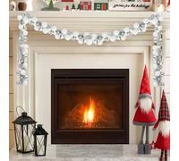 vidaXL Guirlande de Boules de Noël Blanc et Argent 186 cm Polystyrène, Guirlande de Noël légère et Moderne, déco Festive pour Salon, Bureau et Couloir