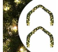 vidaXL Guirlande de Noël Verte en Forme de Croissant, 40m (2 x 20m), avec des LEDs étanches, lumières Blanches Chaudes, Look Traditionnel, déco Polyvalente pour Salons et Manteaux.