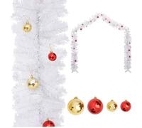 vidaXL Guirlande de Noël décorée avec boules Blanc 5 m