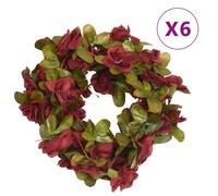 vidaXL Guirlandes de Fleurs de Noël 6 pcs, Couronnes de Fleurs pour Mariage, Décorations Suspendues Jardin Intérieur, Rouge Bordeaux 250 cm