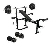 vidaXL Banc de musculation complet avec Haltère long et Set d’haltères 270166