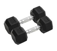 vidaXL Haltères 2 pcs 16 kg Total Fonte, ensemble d'haltères, haltère hexagonal, plaque de poids, barre de poids 93603