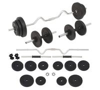 vidaXL Ensemble d'haltères et barres d'haltères 30 kg Noir G
