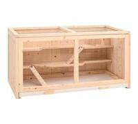 vidaXL Cage à hamster 104x52x54 cm en sapin massif – pour rat, gerbille, souris – 172380