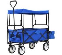 VidaXL Chariot à main pliable avec toit Acier Bleu