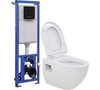 vidaXL Toilette suspendue au mur avec réservoir haut caché Céramique