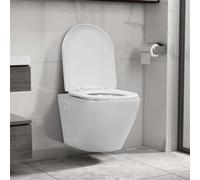 vidaXL Hangend toilet randloos keramiek wit145237 Blanc G