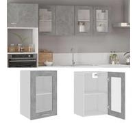 vidaXL Armoire en verre suspendue Lyon – Gris béton – Bois d'ingénierie