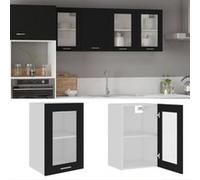 vidaXL Armoire en verre suspendue Noir 40x31x60 cm Bois d'ingénierie 802506