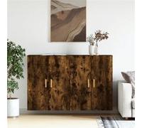Vidaxl Armoires Murales 2 Pcs Chêne Fumé Bois D'ingénierie Marron