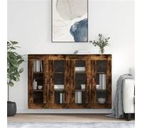 vidaXL Armoire murale 2 pièces Bois d'ingénierie Chêne fumé Marron