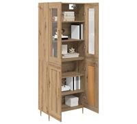 vidaXL Armoire haute 2 pcs Chêne artisanal – Buffet salon, meuble moderne en verre – 69,5×34×180 cm