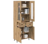 vidaXL Armoire haute 2 pcs Chêne artisanal Bois aggloméré et verre – Pour salon