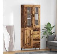 vidaXL Haut Armoire 2 pcs Bois Ancien Bois Aggloméré et Verre