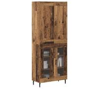 vidaXL Haut Armoire 2 pcs Bois Ancien Bois Aggloméré et Verre, Buffet Moderne pour Salon, Rangement Rectangular, vitrine en Verre, Meuble élégant et Polyvalent