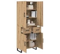 vidaXL Armoire haute Chêne artisanal Bois aggloméré et verre – Buffet moderne 2 pcs
