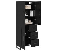 vidaXL Haut Armoire 2 pcs Chêne Noir Bois Aggloméré et Verre, Buffet Moderne, Meuble élégant, Rangement Pratique pour Salon, Design Minimaliste et Cabinet rectangulaire