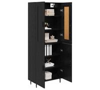 vidaXL Haut Armoire 2 pcs Chêne Noir Bois Aggloméré et Verre, Buffet Moderne pour Salon, Rangement Rectangular, vitrine en Verre, Meuble élégant et Polyvalent