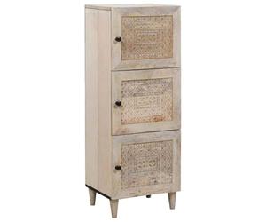 vidaXL Haut Armoire Blanc 40 x 33 x 110 cm Bois de manguier Massif, Buffet rectangulaire Moderne, Rangement stylé en Bois, Organisateur Minimaliste, Meuble Pratique