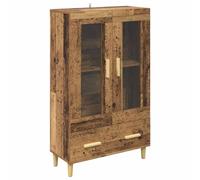 Buffet haut en bois d'ingénierie - vidaXL - Bois ancien - 70x31x115 cm - Porte vitrée - Tiroir - Grand rangement