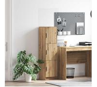 vidaXL Buffet contemporain Chêne Artisan - 3 compartiments, beige, bois d'ingénierie