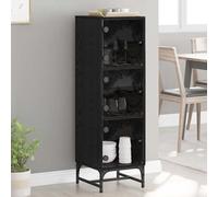 vidaXL Haut Armoire Chêne Noir 35 x 37 x 117 cm Bois d'ingénierie, Buffet pour Salon, Rangement Malin, Meuble Haut Moderne, vitrine en Verre, Sideboard élégant