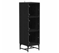 vidaXL Haut Armoire Chêne Noir 35 x 37 x 117 cm Bois d'ingénierie, Buffet pour Salon, Rangement Malin, Meuble Haut Moderne, vitrine en Verre, Sideboard élégant