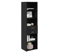 vidaXL Haut Armoire Chêne Noir 50 x 42,5 x 185 cm Bois d'ingénierie, Buffet Tendance pour Salon, Meuble Moderne avec Grands rangements, Design Minimaliste, Organisation à la Maison