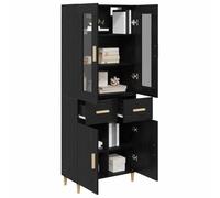 vidaXL Armoire haute murale Buffet moderne rectangulaire 2 pcs Chêne noir bois d'ingénierie