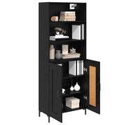 vidaXL Haut Armoire Chêne Noir 69,5 x 34 x 180 cm Bois d'ingénierie, Meuble de Rangement pour Salle à Manger, bahut Moderne rectangulaire, unité Fonctionnelle, Design Contemporain