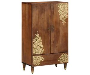 vidaXL Haut Armoire Marron 60 x 33 x 100 cm Bois de Mangue Massif | Les belles incrustations florales lui donnent vraiment un effet waouh, Pas mal d'espace pour garder tes trucs en ordre,
