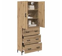 vidaXL Haut Armoire Montage Mural Chêne Artisanal 69,5 x 34 x 180 cm, Solutions de Rangement stylées, Buffet Moderne, Design rectangulaire, Meuble à Double Espace, étagère intérieure, organisateurs