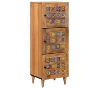 vidaXL Haut Armoire Naturel 40 x 33 x 110 cm Bois de Mangue Massif, Buffet Moderne élégant, Rangement Pratique pour Une Salle à Manger stylée, Un Espace Bien organisé