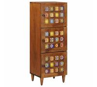 vidaXL Buffet haut Noyer en bois de mangue massif 40×33,5×110 cm 3 portes à charnières