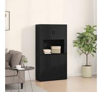 Vidaxl Haut Placard Noir Chêne 80x33x150 Cm Bois D'ingénierie Noir