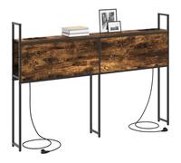 vidaXL Headboard de Rangement avec Station de Charge Chêne fumé 140 cm, Mobilier de chambre moderne, Tête de lit avec rangement, Pieds réglables, Design flexible, Caractéristiques de bibliothèque gain