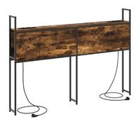 vidaXL Headboard de Rangement avec Station de Charge Chêne fumé 160 cm, Mobilier de chambre moderne, Tête de lit avec rangement, Pieds réglables, Design flexible, Caractéristiques de bibliothèque gain