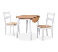 Salle à Manger 3 pcs MDF et Hévéa Blanc Table et Chaises à Manger vidaXL