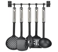 VidaXL HI Ensemble d'ustensiles de cuisine 6 pcs Noir et argenté